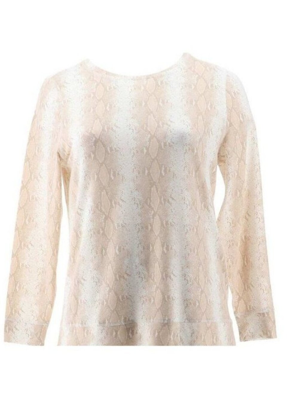 Belle Kim Gravel Luxe French Terry Printed Sweatshirt Natural 1X (616)